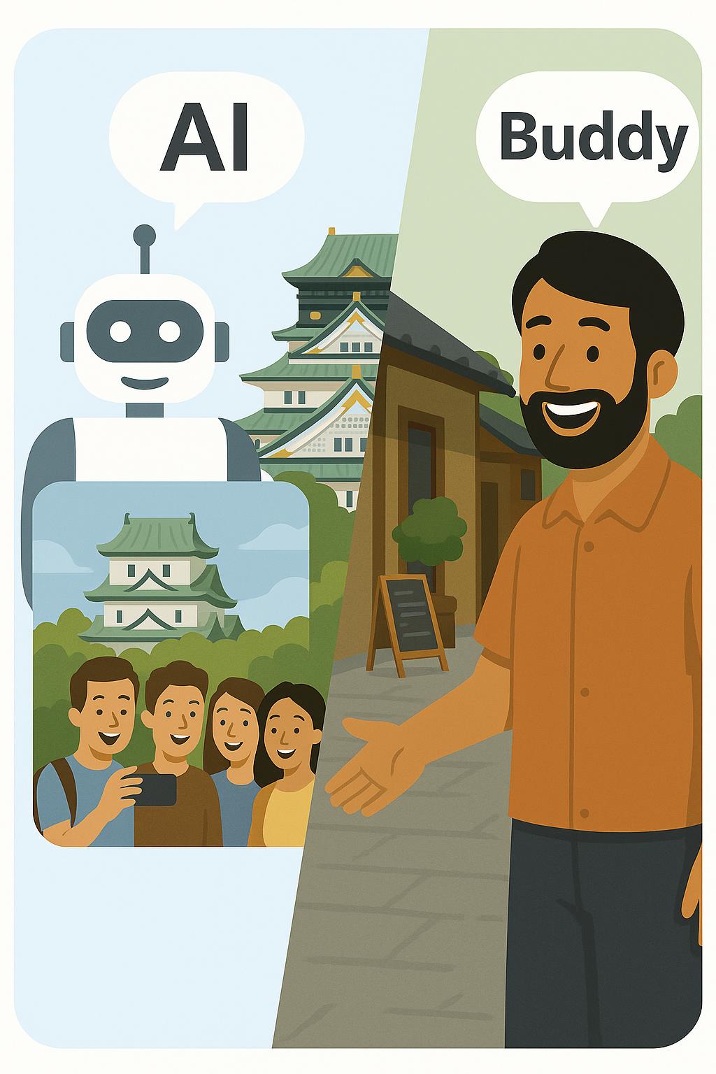 DiscoverBuddy concept image showing real human connection over AI